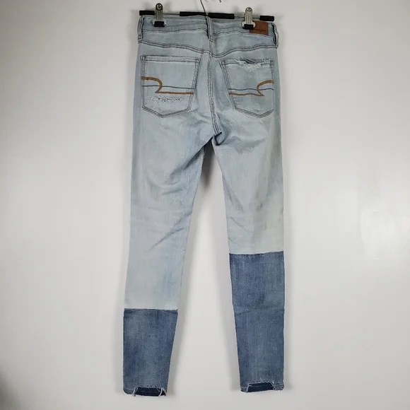 American Eagle patchwork skinny jeans size 6 reg - Picture 2 of 10